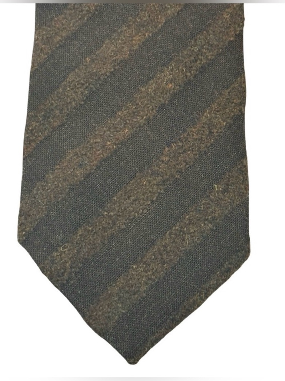 Ermenegildo Zegna Wool Cashmere Mohair Tie Italy Brown Stripe
